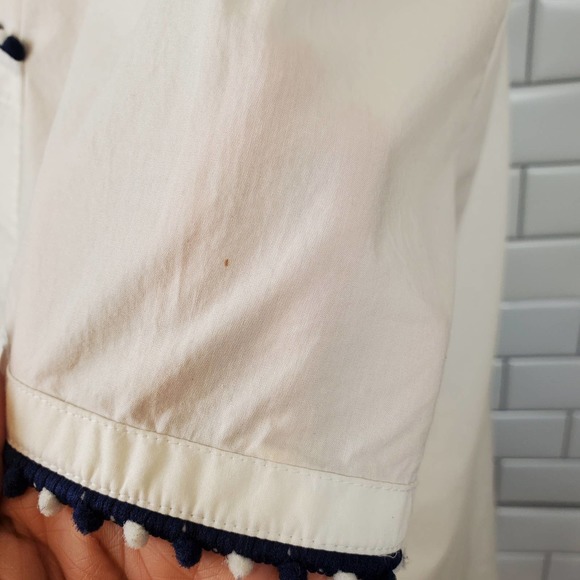 CROWN & IVY| POM POM WHITE DRESS SHIRT 100%  COTTON WOMEN'S SIZE SMALL - Picture 11 of 17
